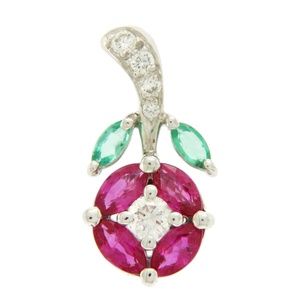 Mirabelle Multi Gemstone White Gold Flower Pendant